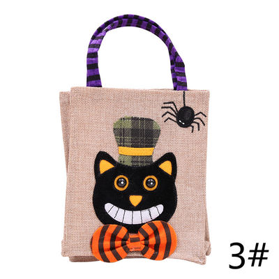 Cerradura abierta Reutilizable Halloween Calabaza Bruja Esqueleto de lino bolso para la colección de dulces