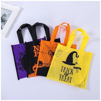 Decoraciones de Halloween Requisitos Niño Portable Calabaza Tejido Bolso de dulces para niños fiesta