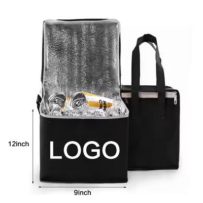 Logotipo personalizado Bolsa de enfriador de bucle suave para comestibles verdes aislados cerveza de picnic y más