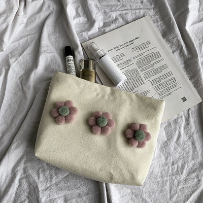 Bolso de maquillaje cosmético de lona de algodón con logotipo para color personalizado