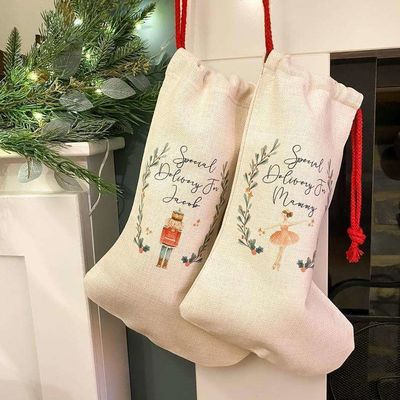 Saco de Papá Noel Bolsas de Navidad Bolsa de cuerdas con revestimiento de poliéster