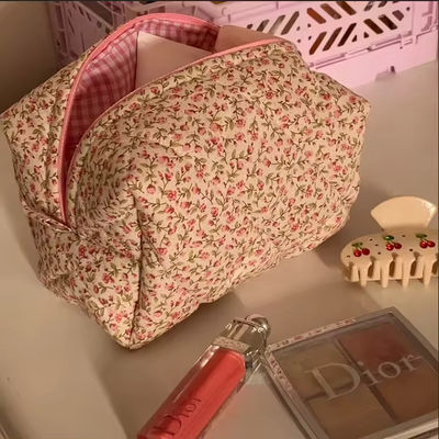 Bolsa cosmética floral con cierre de cremallera para ropa de aseo Viajes Logotipo personalizado Diseño de verano