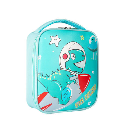 Color personalizado dibujos animados dinosaurio espacio aislado niños bolso de la caja de almuerzo con aislamiento