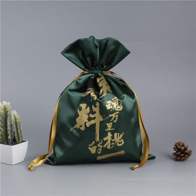 Bolsa de cordones de satén con logotipo personalizado para almacenamiento de pelucas para el cabello y embalaje de regalo de seda grande