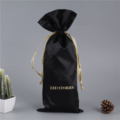 Bolsa de cordones de satén con logotipo personalizado para almacenamiento de pelucas para el cabello y embalaje de regalo de seda grande