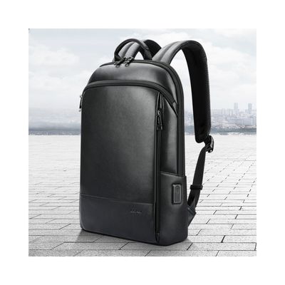 Bolso portátil de cuero de gran capacidad para hombres con puerto de carga USB anti robo