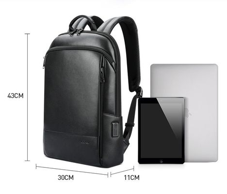 Bolso portátil de cuero de gran capacidad para hombres con puerto de carga USB anti robo