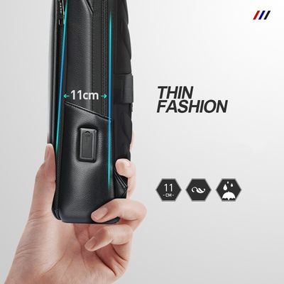 Bolso portátil de cuero de gran capacidad para hombres con puerto de carga USB anti robo