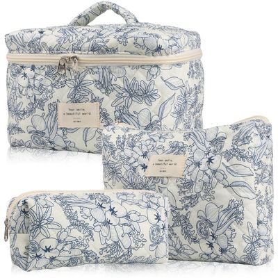 Bolso de maquillaje ligero de Gingham Azul El estilo más moderno para las necesidades de viaje de las mujeres