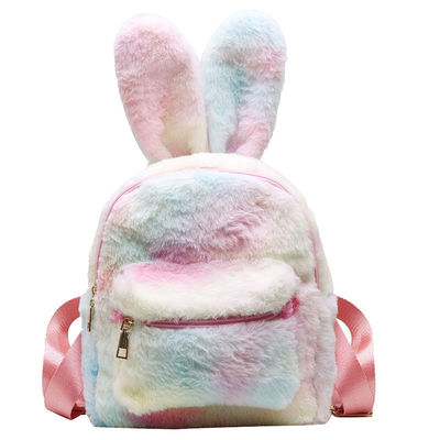 Unisex Cartoon Cute Bunny Mochila escolar con cierre de cremallera y Impresión de dibujos animados de conejos