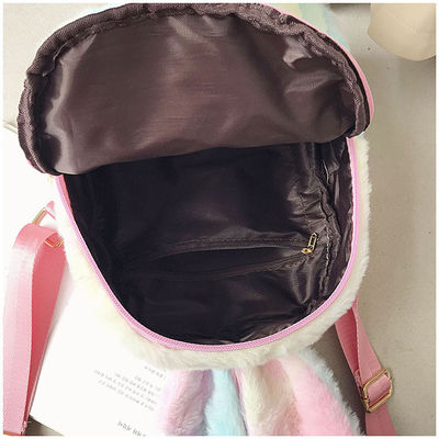 Unisex Cartoon Cute Bunny Mochila escolar con cierre de cremallera y Impresión de dibujos animados de conejos