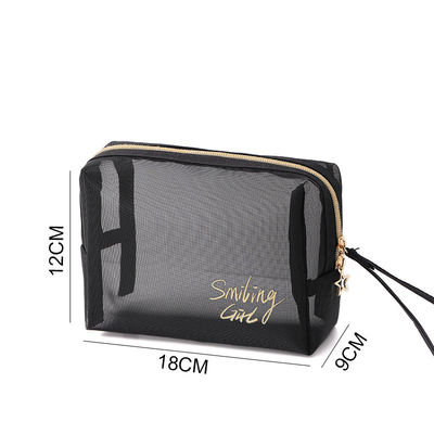 Cerradura con cremallera Maquillaje de malla negra Herramientas organizador de belleza Bolsa cosmética para amantes de la belleza