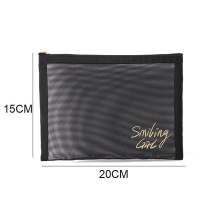 Cerradura con cremallera Maquillaje de malla negra Herramientas organizador de belleza Bolsa cosmética para amantes de la belleza