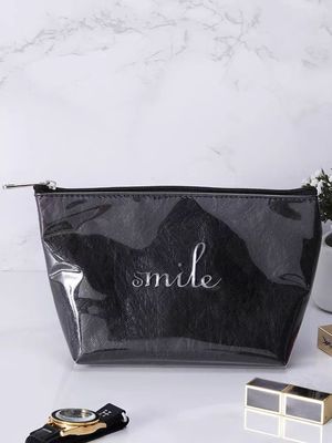 Bolsa cosmética impermeable para viajes con patrón sólido y opciones de color personalizadas