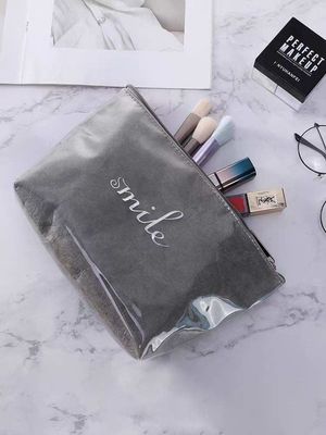 Bolsa cosmética impermeable para viajes con patrón sólido y opciones de color personalizadas