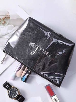 Bolsa cosmética impermeable para viajes con patrón sólido y opciones de color personalizadas