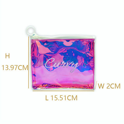 Bolsa de cremallera de PVC TPU Holográfica personalizada para maquillaje cosmético para mujeres