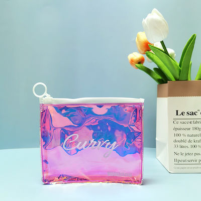 Bolsa de cremallera de PVC TPU Holográfica personalizada para maquillaje cosmético para mujeres