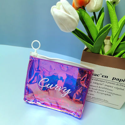 Bolsa de cremallera de PVC TPU Holográfica personalizada para maquillaje cosmético para mujeres