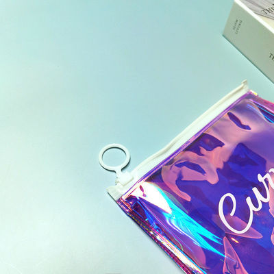 Bolsa de cremallera de PVC TPU Holográfica personalizada para maquillaje cosmético para mujeres