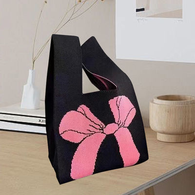 Diseño personalizado de bolsas de tote Tejido de tejido de algodón orgánico con nudo de arco ecológico