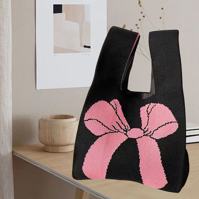 Diseño personalizado de bolsas de tote Tejido de tejido de algodón orgánico con nudo de arco ecológico