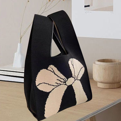 Diseño personalizado de bolsas de tote Tejido de tejido de algodón orgánico con nudo de arco ecológico