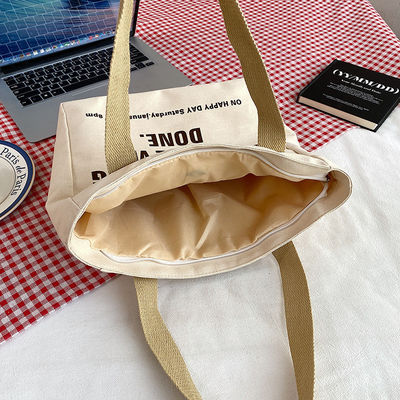 Estilo de moda de cierre abierto Impresión personalizada de lienzos Bolsas de compras Bolsa de algodón grande