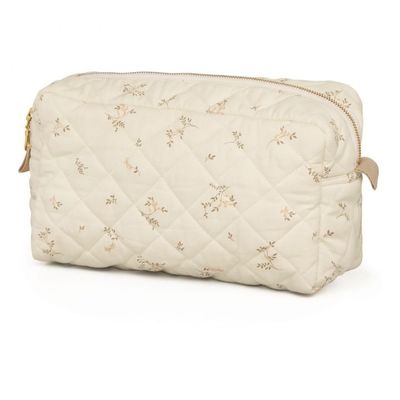 Patrón sólido Logotipo personalizado Bolso de algodón suave y hinchado Bolso cosmético de algodón orgánico con colchas