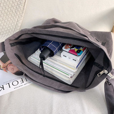 Logotipo personalizado Sencillez Bolsa de ropa femenina de gran capacidad con cremallera en lienzo de tela