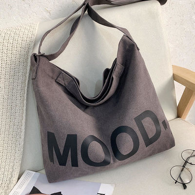 Logotipo personalizado Sencillez Bolsa de ropa femenina de gran capacidad con cremallera en lienzo de tela