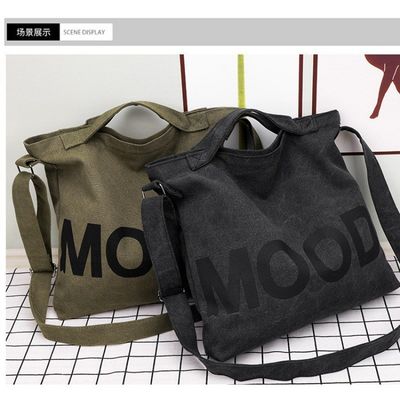 Logotipo personalizado Sencillez Bolsa de ropa femenina de gran capacidad con cremallera en lienzo de tela