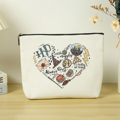 Bolsa de acessorios cosméticos de doble cara Bolsa de cremallera hecha de lienzo de algodón ecológico