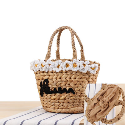 Vacancias de verano bolsas de paja de playa con logotipo personalizado aceptado y patrón de dibujos animados