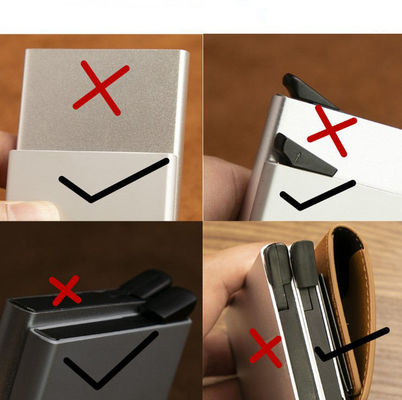 Color personalizado de PU de cuero de bolsillo de metal bloqueo automático de aluminio de tarjeta de crédito personalizado