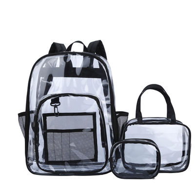 La última moda de estilo mochila transparente PVC impermeable bolsas escolares unisex 3PCS conjunto