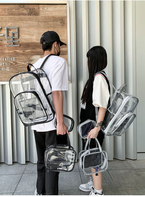 La última moda de estilo mochila transparente PVC impermeable bolsas escolares unisex 3PCS conjunto