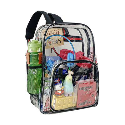 Bolsa de mochila escolar transparente de bolsillos múltiples con logotipo personalizado y función impermeable