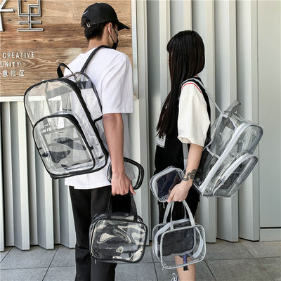 Bolsa de mochila escolar transparente de bolsillos múltiples con logotipo personalizado y función impermeable