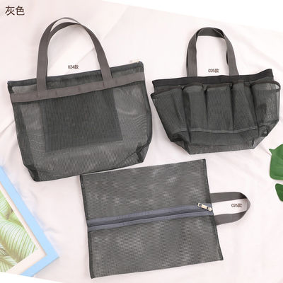 Maquillaje de malla de toque Almacenamiento de viajes Bolso de lavado de gran capacidad Bolso portátil multibolsillo de playa Bolso de natación