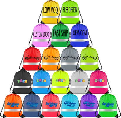 Cerradura de cuerdas Logotipo personalizado 210D Bolsa de mochila de poliéster con cuerdas para viajar
