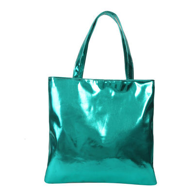Bolso de mano suave Tote Simple de color sólido Brillante de piel de patente para el bolso de compras chica linda