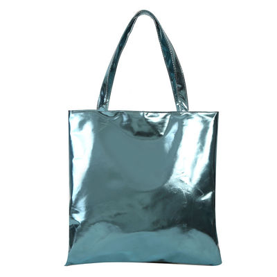 Bolso de mano suave Tote Simple de color sólido Brillante de piel de patente para el bolso de compras chica linda