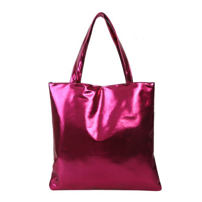Bolso de mano suave Tote Simple de color sólido Brillante de piel de patente para el bolso de compras chica linda