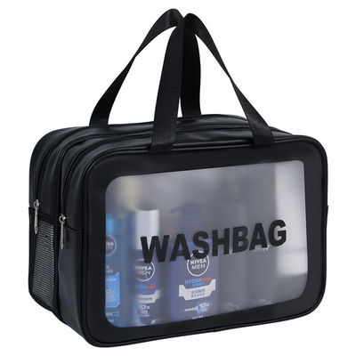 Bolsa de lavado de viaje de PVC de patrón sólido transparente para ropa de tocador y maquillaje a prueba de agua en el baño