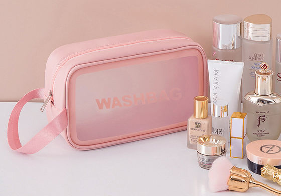 Bolsa de lavado de viaje de PVC de patrón sólido transparente para ropa de tocador y maquillaje a prueba de agua en el baño