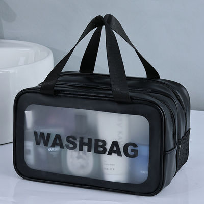Bolsa de lavado de viaje de PVC de patrón sólido transparente para ropa de tocador y maquillaje a prueba de agua en el baño