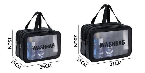 Bolsa de lavado de viaje de PVC de patrón sólido transparente para ropa de tocador y maquillaje a prueba de agua en el baño