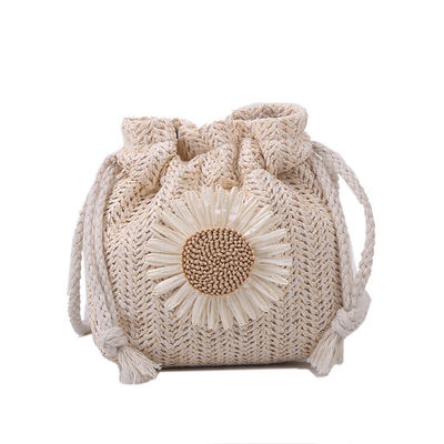 Bolso de playa de mujer Unisex de paja Crossbody Bolso de hombro Bolso de balde tejido de verano