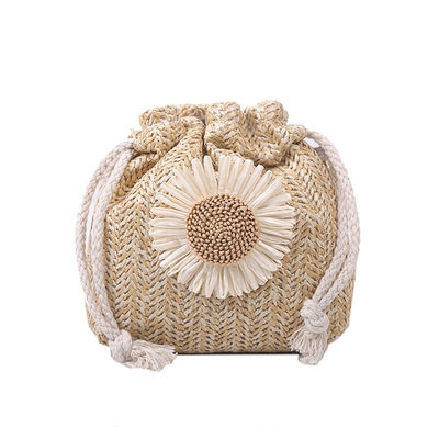 Bolso de playa de mujer Unisex de paja Crossbody Bolso de hombro Bolso de balde tejido de verano